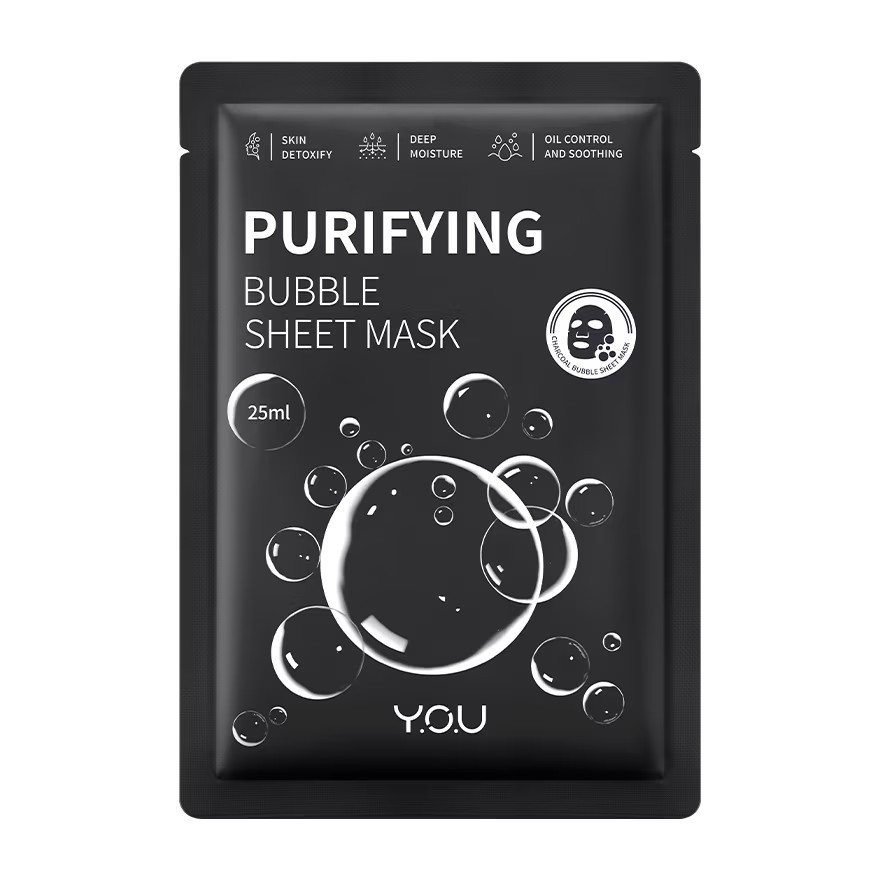 YOU Purifying Bubble Sheet Mask 20ml. แผ่นมาส์กชาร์โคล์บับเบิ้ล
