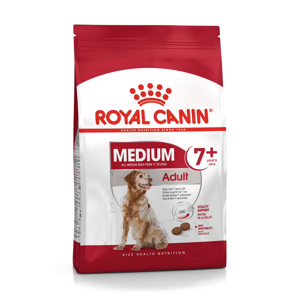 Royal canin Medium Adult 7+ 10kg สำหรับสุนัขพันธุ์กลาง อายุ 7ปีขึ้นไป ขนาด10กก.