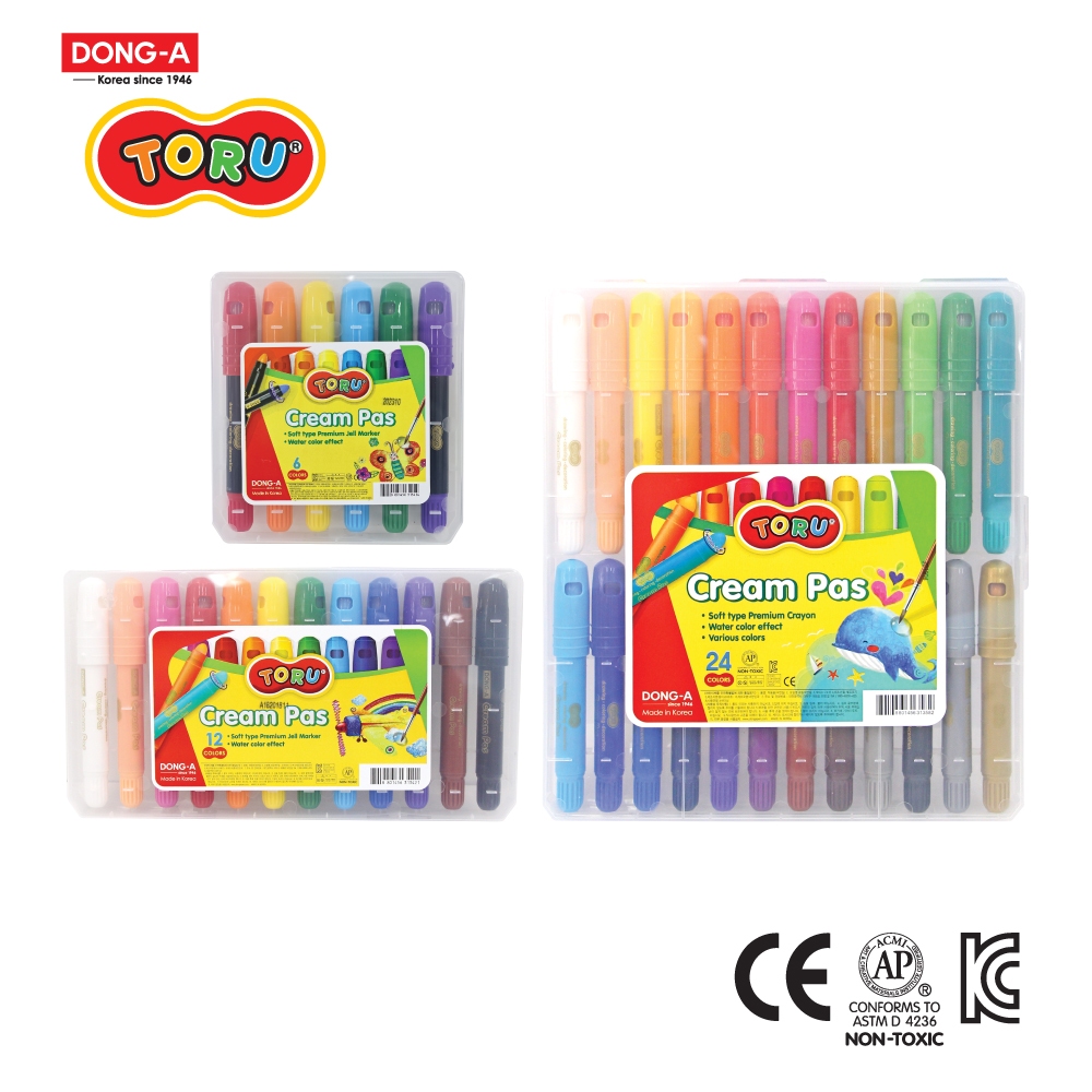 TORU(โทรุ) ปากกาครีมพาส ระบายน้ำ สีสำหรับเด็ก ปลอดสารพิษ ไม่เป็นอันตรายกับเด็ก รหัส TR-CREAMPAS