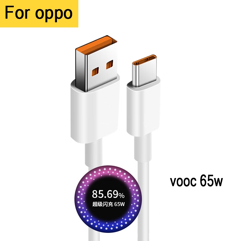สายชาร์จ oppo Typec 65W vooc 6.5A 20w-65w usb typec สำหรับ Realme reon 1เมตร 2เมตร super fast charge （รับประกัน 1 ปี）