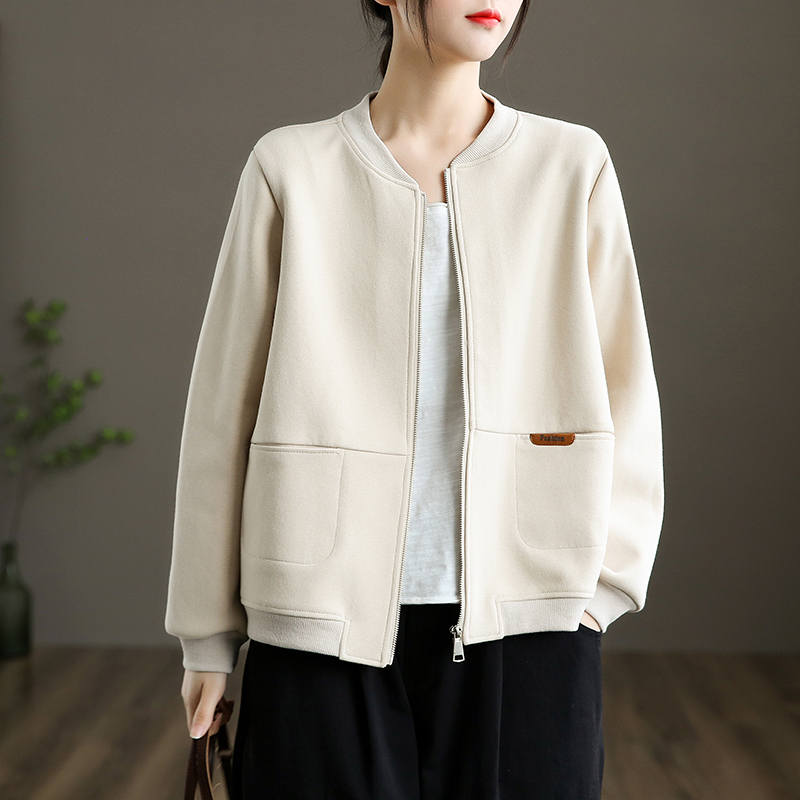 เสื้อแจ็คเก็ตแขนยาวมีซิปผู้หญิง มีกระเป๋าสองข้างผ้าดีใส่สบาย ลายใหม่ยอดฮิตเกาหลี เสื้อโค้ด เสื้อกันหนาวแขนยาว 3สี4ไซส์