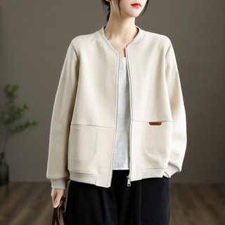 เสื้อแจ็คเก็ตแขนยาวมีซิปผู้หญิง มีกระเป๋าสองข้างผ้าดีใส่สบาย…