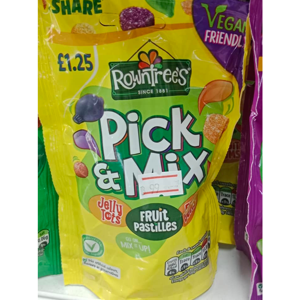 ROWNTREES Pick & Mix - Fruit Pastilles / Jelly Tots / Fruit Gums - Party Bag of Sweets - Candy 150g UK IMPORT