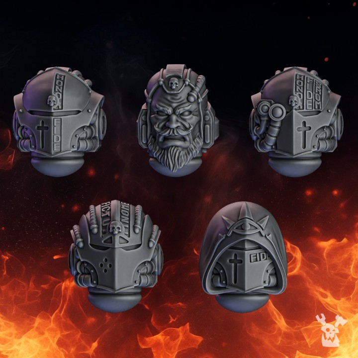 Pactum Aeternum Warden Heads High quality and detailed 3d print miniature boardgame model war game