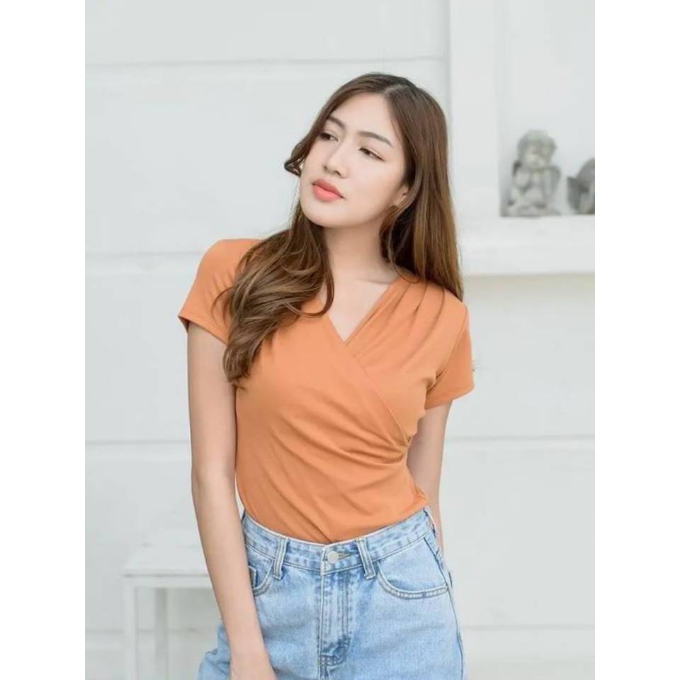 เสื้อยืดทรงไขว้หน้า งานสวยทรงพอดีตัวG46