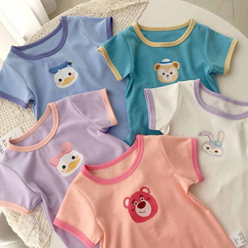 เสื้อเด็กลายการ์ตูนฤดูร้อนน่ารักๆ ใส่นอนใส่เที่ยวได้หมด ชุดนอนแขนสั้นเด็กผ้าดีนิ่มใส่สบาย ระบายอากาศดี เสื้อยืดเด็ก