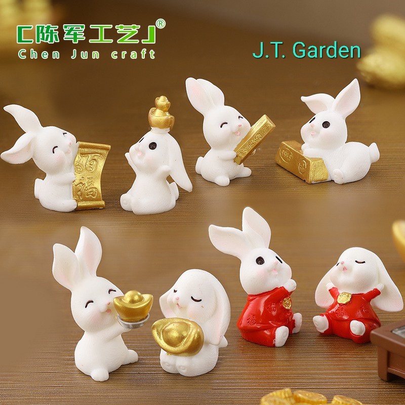 A030 ตุ๊กตาจิ๋ว ตุ๊กตุ่นจิ๋ว  ชุดกระต่ายนำโชค กระต่าย สำหรับตกแต่งสวนถาด สวนจิ๋ว  แต่งบ้าน ของขวัญ