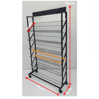 ชั้นวางรองเท้า ชั้นโชว์รองเท้าขาย แบบ 6 ชั้น รุ่นมีป้าย ขนาด 35×92×157 cm.