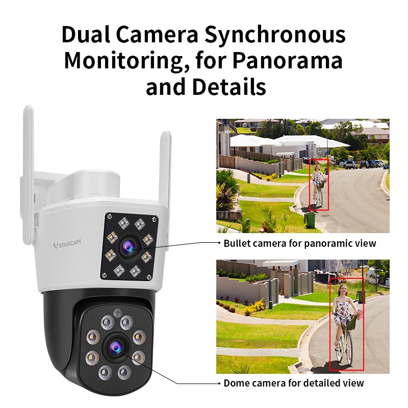 Vstarcam C662DR (เลนส์คู่) ใหม่ 2023 กล้องวงจรปิดไร้สาย ความละเอียด 2MP(1296P) Outdoor ภาพสี มีAI+ คนตรวจจับสัญญาณเตือน