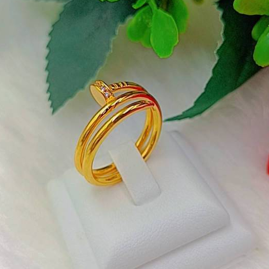 W131-แหวนทองแฟชั่น ลายตะปู งาน ฟรีไซส์ ปรับได้ตามขนาด