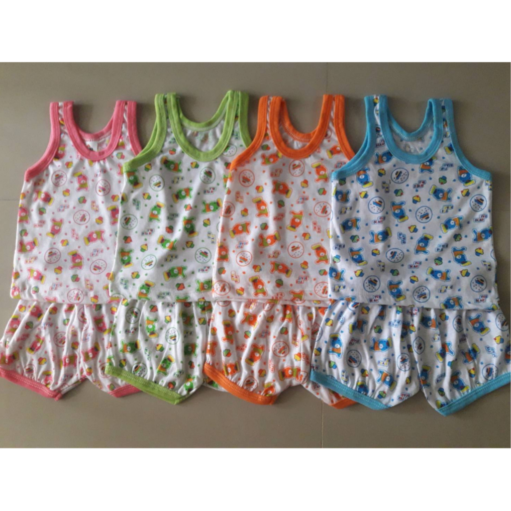 (แพ็ค 4 ชุด 4 สี )ชุดกล้ามเด็กแรกเกิด-3 เดือน ผ้าCottonนิ่มใส่สบาย คละสีคละลาย