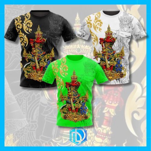 เสื้อยืดลายท้าวเวสสุวรรณ ลายไทย ใส่สบาย ผ้าไมโคร