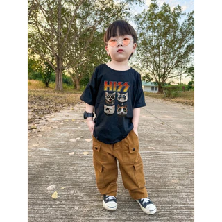 พร้อมส่ง🇹🇭เซ็ตวินเทจเด็ก ทาสแมว เสื้อและกางเกงคาโก้ มีขายแยก ดูตัวเลือกได้เลย