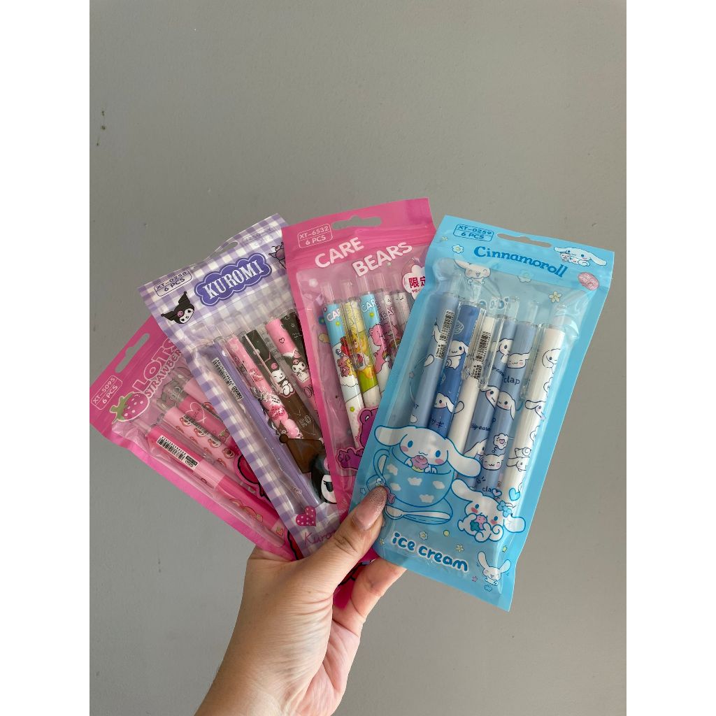 พร้อมส่งในไทย***ปากกาเจล สีน้ำเงิน 6 แท่ง