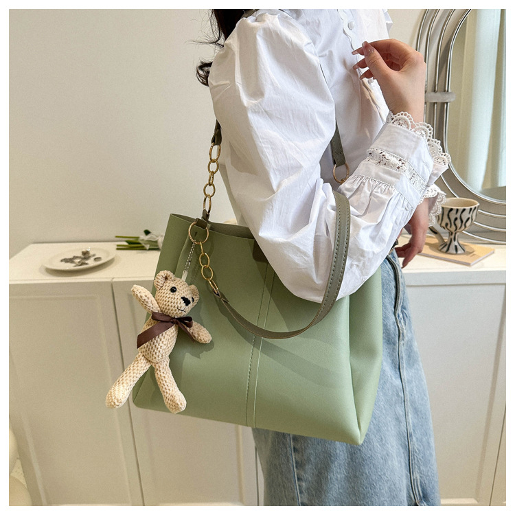 กระเป๋าสะพายไหล่หนังPUใบใหญ่แฟชั่นเรียบง่ายใส่ของได้เยอะผู้หญิง - รูปที่ 6