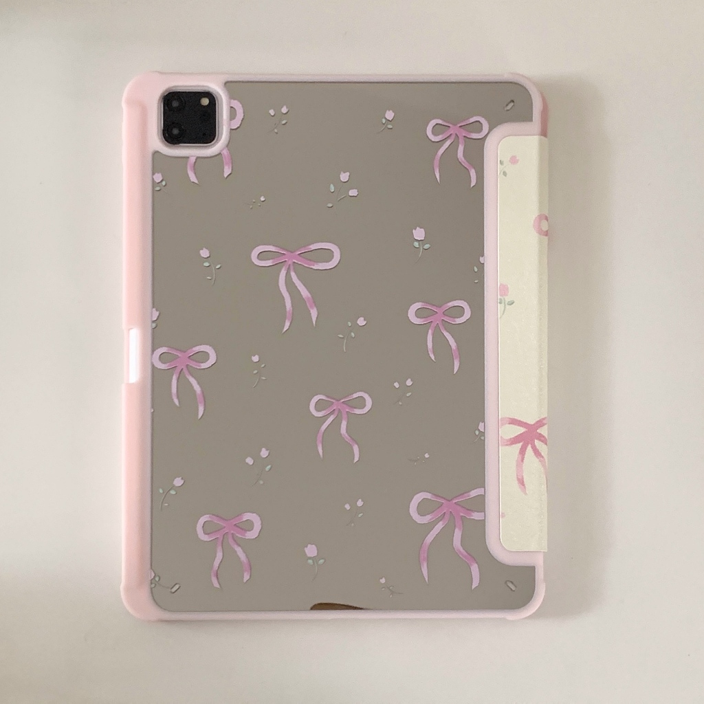 💫พร้อมส่ง💫เคสไอแพด แผ่นหลังอะครีลิ Gen9 Air5/4 ริบบิ้นดอกไม้ กระจกเงา Mirror เคสไอแพด ใส่ปากกาไดAir6/7 Gen11