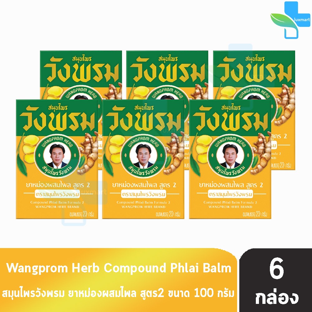 สมุนไพร วังพรม หมอเฉลิม ยาหม่อง สูตรไพล ขนาด 100 กรัม [6 ขวด สีเหลือง] GG 9115 Wangprom Herb สมุนไพรวังพรม สมุนไพร