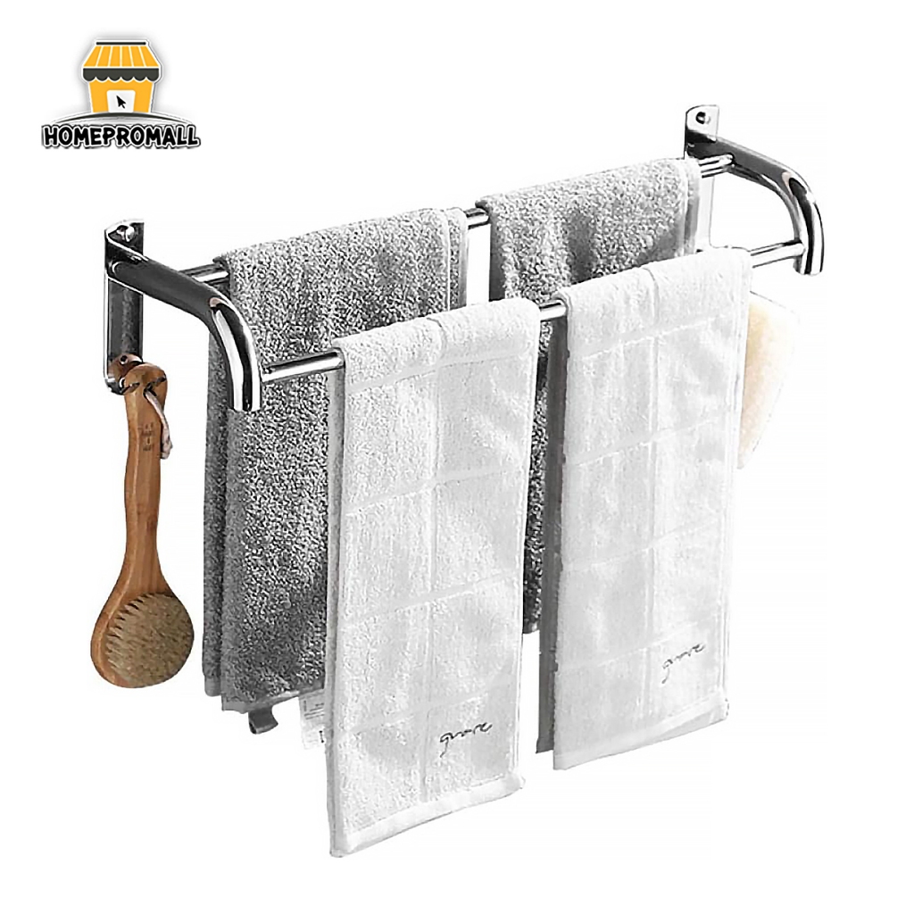 [ลูกค้าใหม่ 1 บาท] ราวแขวนในห้องน้ำ SUS304 ขนาด 57x14x11.5 CM ผลิตจากสแตนเลส ราวแขวนผ้าเช็ดตัว