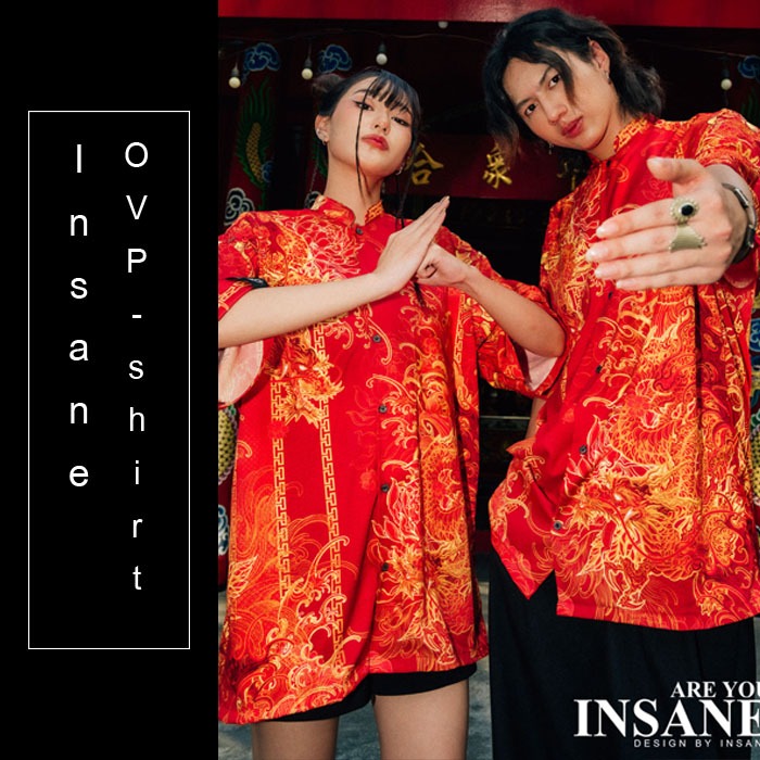 #พร้อมส่งจ้าา CNY-RED DRAGON เสื้อเชิ้ตพิมพ์ลาย ออกแบบตัดเย็บอย่างดี ลิขสิทธิ์เฉพาะ INSANEBRAND