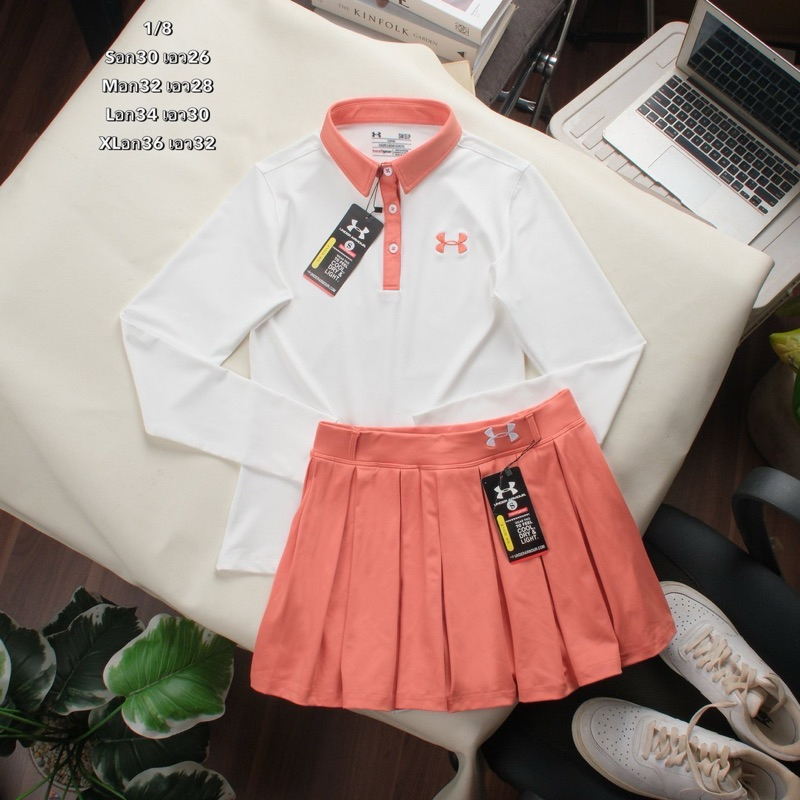 ชุดตีกอล์ฟผู้หญิง เสือแขนยาว กระโปรงมีซับในขาสั้น Set Golf M11