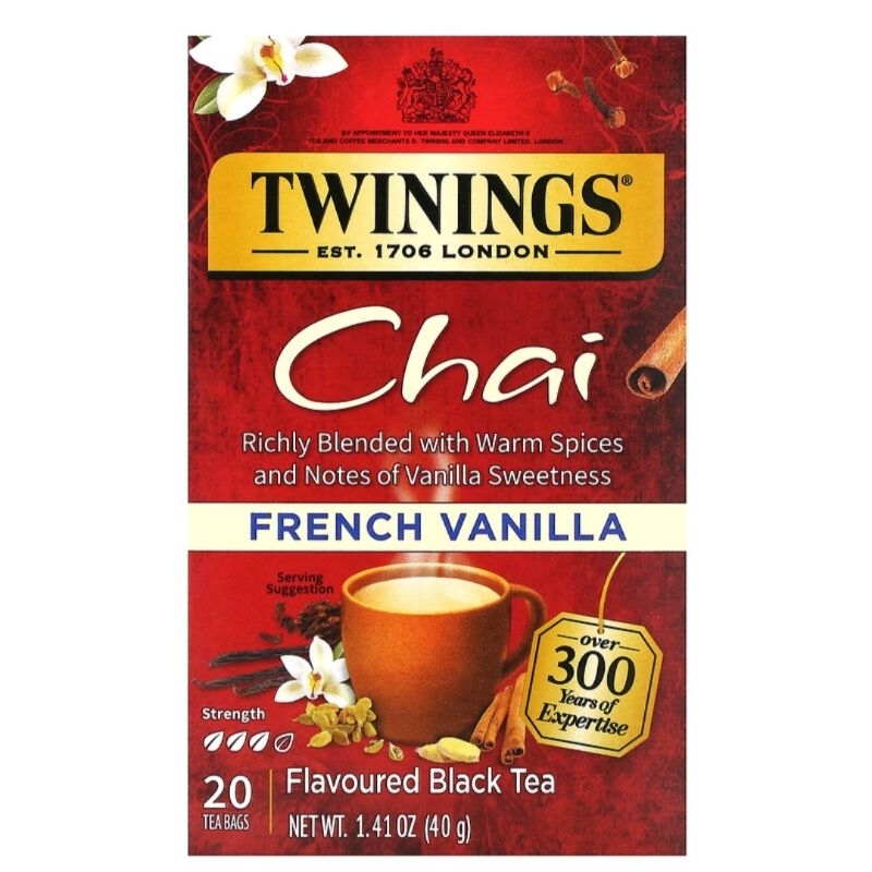 ชาทไว​นิงส์​ Twinings Chai Tea French Vanilla 20 Tea Bags New Package พร้อมส่ง