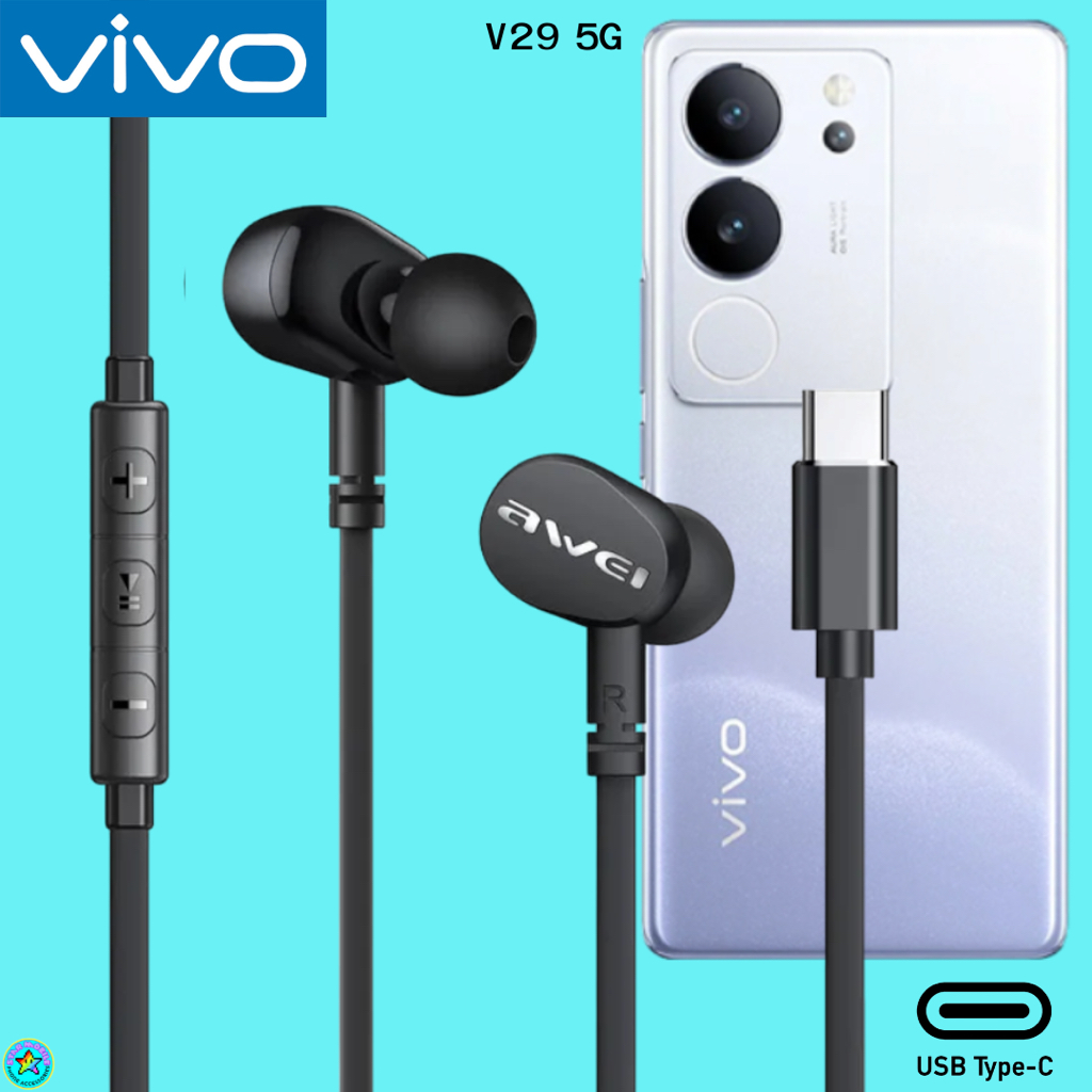 หูฟัง สมอลทอล์ค VIVO Type-C ไทป์ซี In Ear สำหรับ วีโว่ V29 5G รูปทรงสวยงาม เสียงดี เบสนุ่ม ปรับระดับเสียง T7