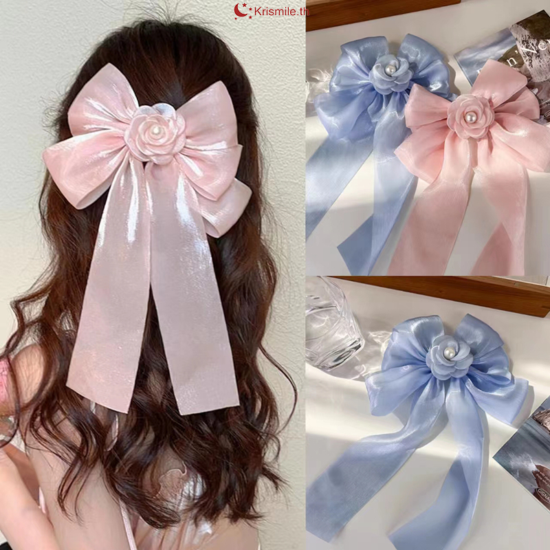 COD-ในไทย💖ใหญ่ประดับโบว์กิ๊ฟติดผม มุกประดับโบว์ แฟชั่นหวาน สไตล์เกาหลี ละเอียดอ่อน สำหรับผู้หญิง คุณภาพสูง-Krismile.th