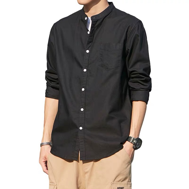 เสื้อเชิ้ตคอจีน เสื้อคอจีน แขนยาว ใส่ทำงาน ใส่เที่ยว สินค้าคุณภาพ ผ้า Oxford