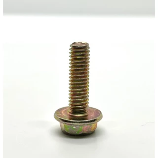 สกรูหัวเหลี่ยมติดแหวน แฉก น็อตติดแหวน M6 น็อตหัวเบอร์10 ชุบรุ้ง Hexagon Flange Bolt Yellow Zinc Plated