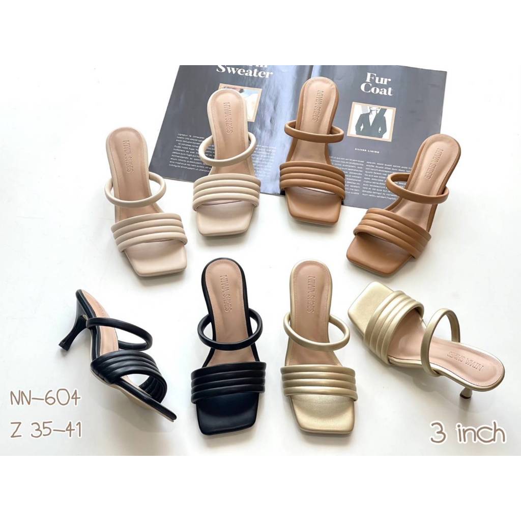 รองเท้าส้นสูง รองเท้าใส่ทำงาน รองเท้าแม็กซี่ สายนิ่ม สูง3 นิ่ม รหัสสินค้า NN-604