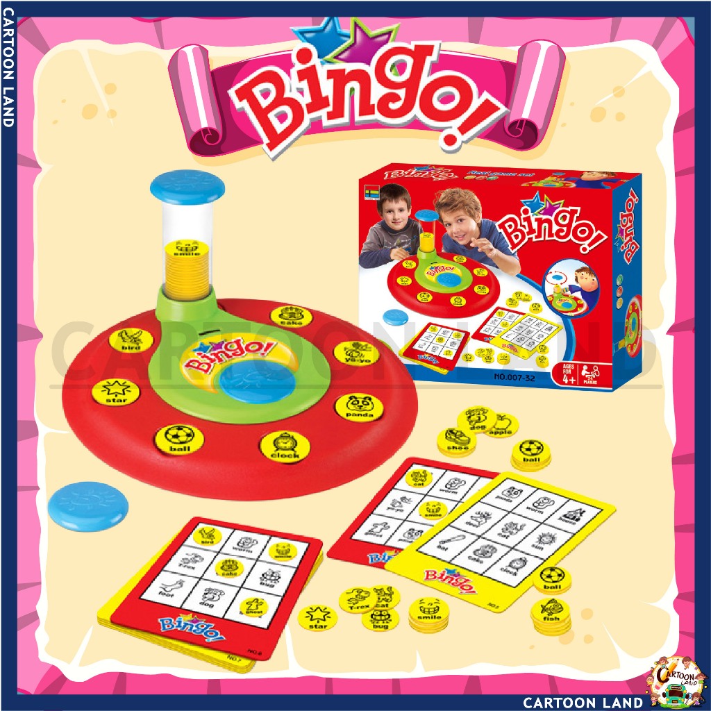 เกมบิงโกคำศัพท์ , ตัวเลข เกมกระดาน ของเล่นเสริมพัฒนาการ Bingo พร้อมเครื่องสุ่มการ์ดแสนสนุก