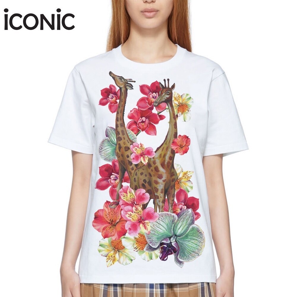 iCONiC KORDO T-SHIRT #5658 เสื้อยืด พิมพ์ลาย  ดอกไม้ ยีราฟ