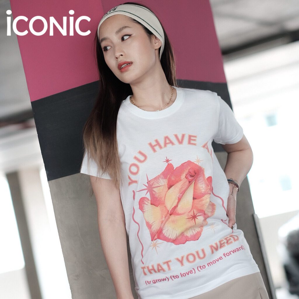 iCONiC ROSEATE T-SHIRT #5594 เสื้อยืด พิมพ์ลาย กุหลาบ เหลือง ใหญ่
