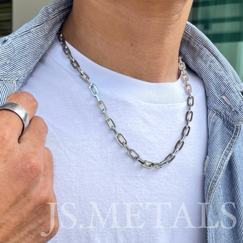 METALS สร้อยคอโซ่ รุ่นโซ่ฝรั่ง 6 มิล สีเลสเงา สแตนเลส316L  ไม่ลอก โดนน้ำได้  ใส่ได้ทุกวัน N05-02