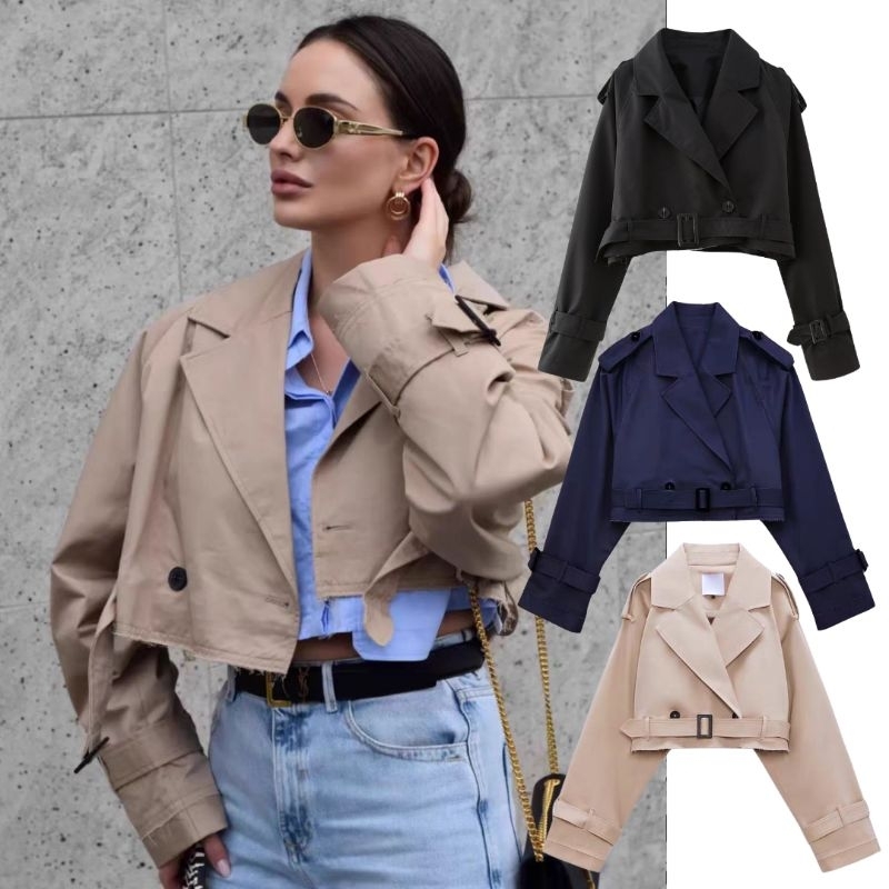 พร้อมส่ง 4สี เสื้อโค้ททรงครอป เสื้อกันหนาว T145