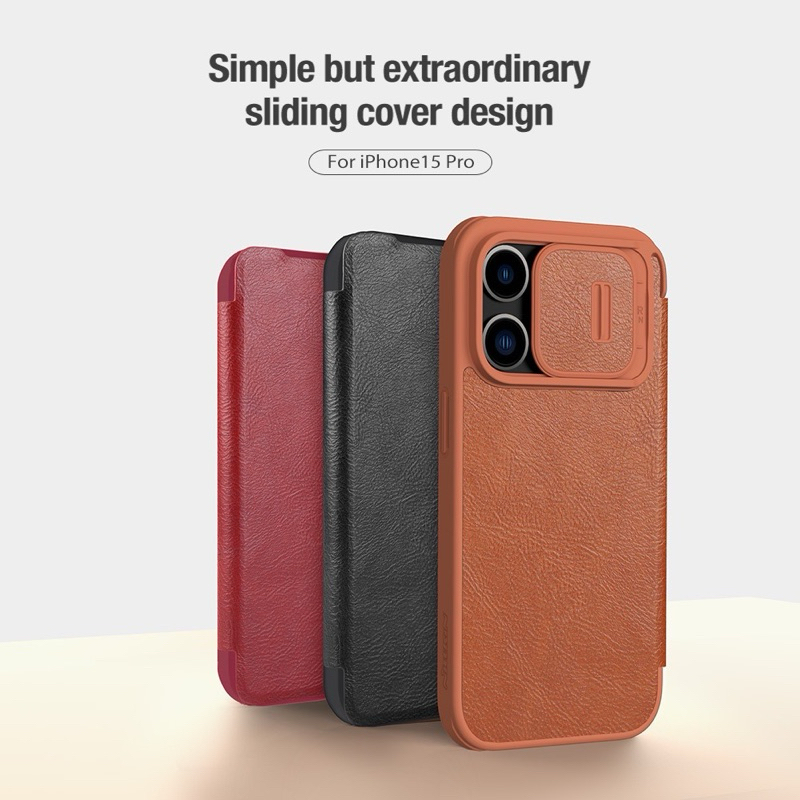 เคสฝาพับหนังNillkin Qin(แท้)ใช้สำหรับรุ่นiPhone15pro/ip15plus/ip15promax