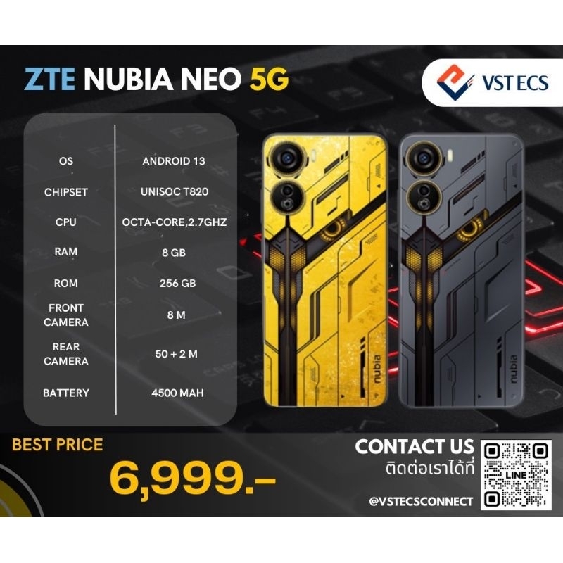 ZTE NUBIA NEO 5G  [RAM8 / ROM 256GB]หน้าจอ 6.6 นิ้ว 120Hz  รับประกันศูนย์ไทย 18 เดือน