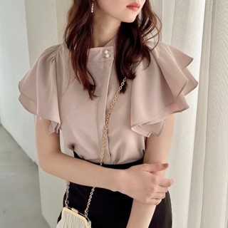 [8330]เสื้อแฟชั่น เสื้อทำงาน แขนระบาย เนื้อผ้าเกาหลี พาสเทล …