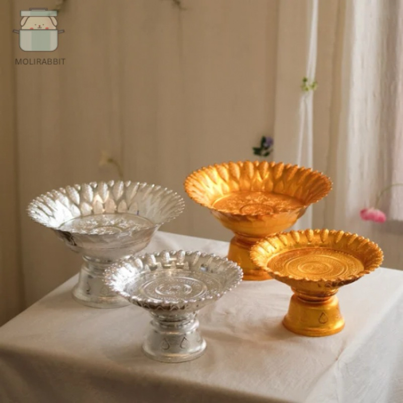 พานนกยูง สีเงิน-สีทอง ขนาด 24,30 ซม. พานขนาดกลาง พานขันหมาก พานวางพระ พานดอกไม้ พานวางสินสอด