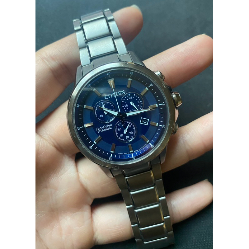 CITIZEN Eco-Drive Titanium สีน้ำเงิน สภาพ 97%