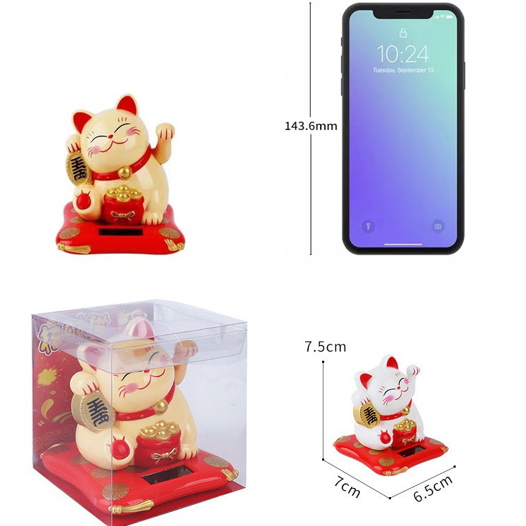 แมวกวัก Lucky Cat แมวกวักนำโชค แมวญี่ปุ่น พลังงานแสงอาทิตย์ แมวนำโชค น่ารัก แต่งบ้าน โต๊ะทำงาน หน้ารถ ของขวัญ ราคา ถูกที่สุด ดีลบีเคเค แกลเลอรีภาพที่ 3
