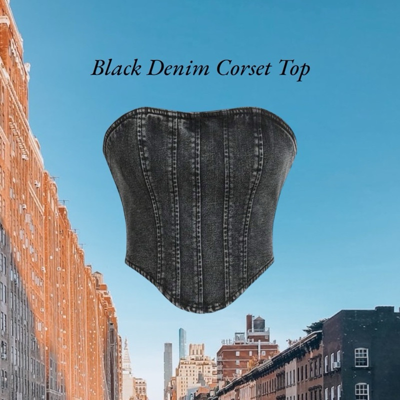 HH605 Black Denim Corset Top (590.-)