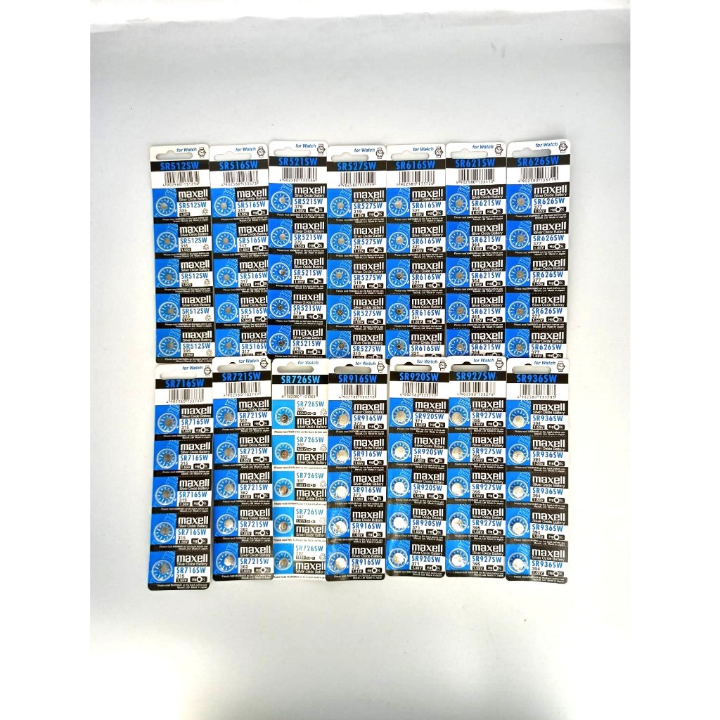 ถ่านกระดุม ถ่านนาฬิกา 1.55V 1แผง5ก้อน Maxell Calcuator Battery ถ่านกลม นาฟิกา เครื่องคิดเลข รวมทุกรหัส SR SW