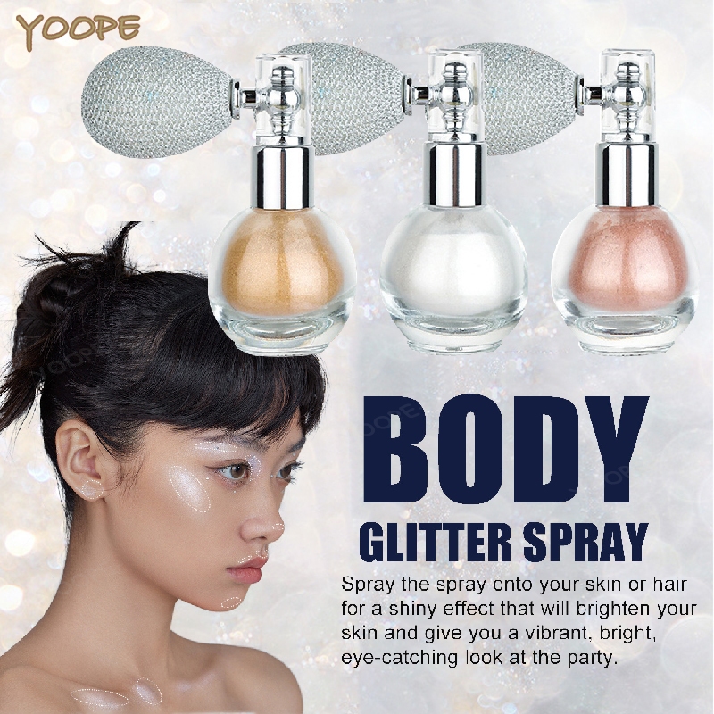 สเปรย์กลิตเตอร์ สเปรย์กริตเตอร์ glitter spray สเปรย์แป้งไฮไลท์ สเปรย์ไฮไลท์​ กลิตเตอร์ สีสวย Highlight มีให้เลือก 4 สี