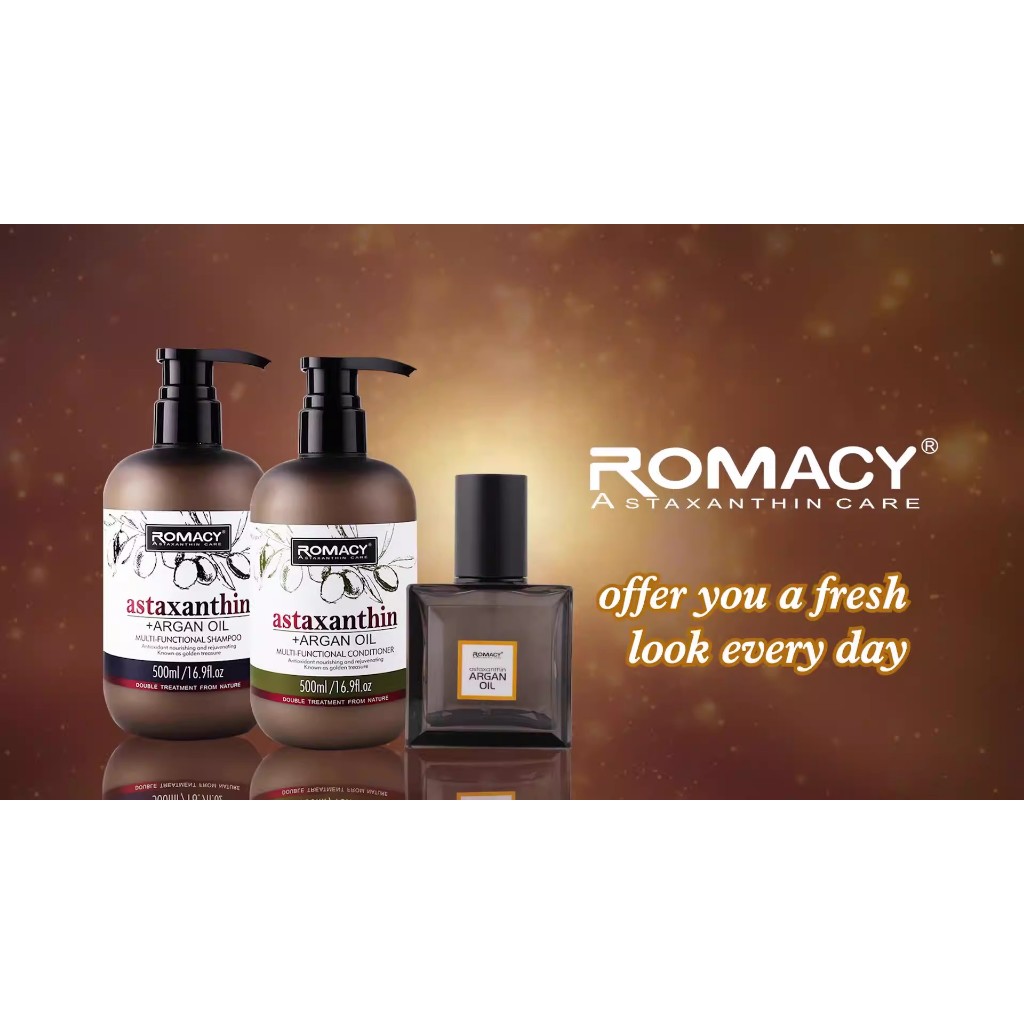 ROMACY ASTAXANTHIN ARGAN OIL NOURISHING SHAMPOO 500MLปราศจากสารซัลเฟตและสารที่ก่ออันตรายต่อหนังศรีษะ