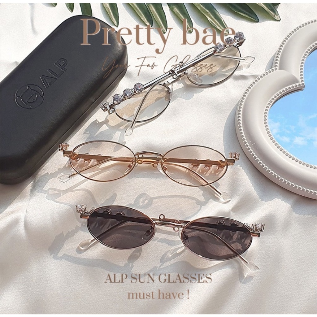 ALP แว่นกันแดด กัน​UV กรอบเพชร ทรงใหม่ สไตล์เกาหลี Luxury style พร้อมกล่องแว่น รุ่น SN0079