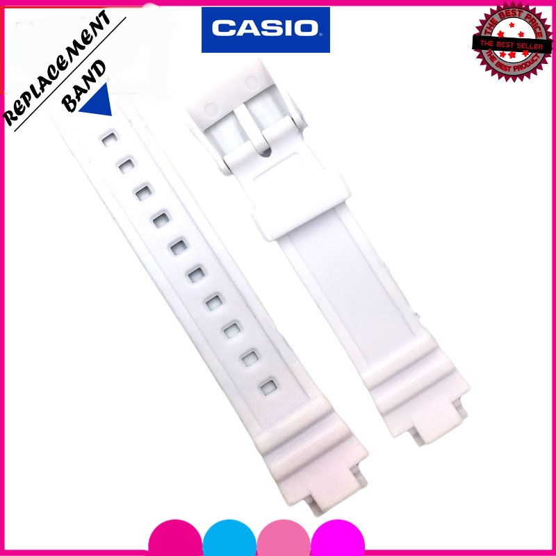 สายนาฬิกาคาสิโอ CASIO LRW-250/LX-500 สายยางไซส์ 12 มม. สีขาวเงา สายยางกันน้ำ ไม่เหนียวเหนอะหนะ ไม่คัน ใส่แล้วนุ่มแขน