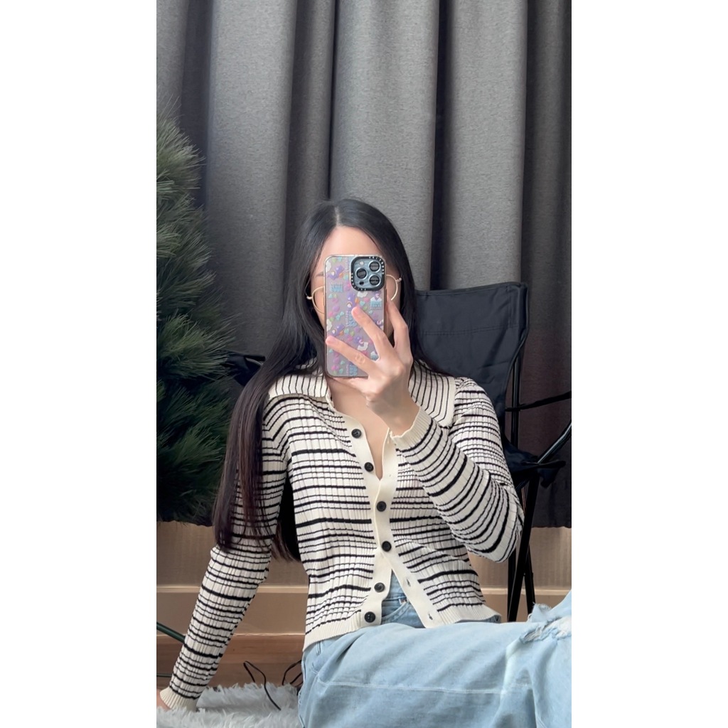 20sep.story Demi cardigan (คาร์ดิแกนไหมพรมลายทาง) 🍒 พร้อมส่ง