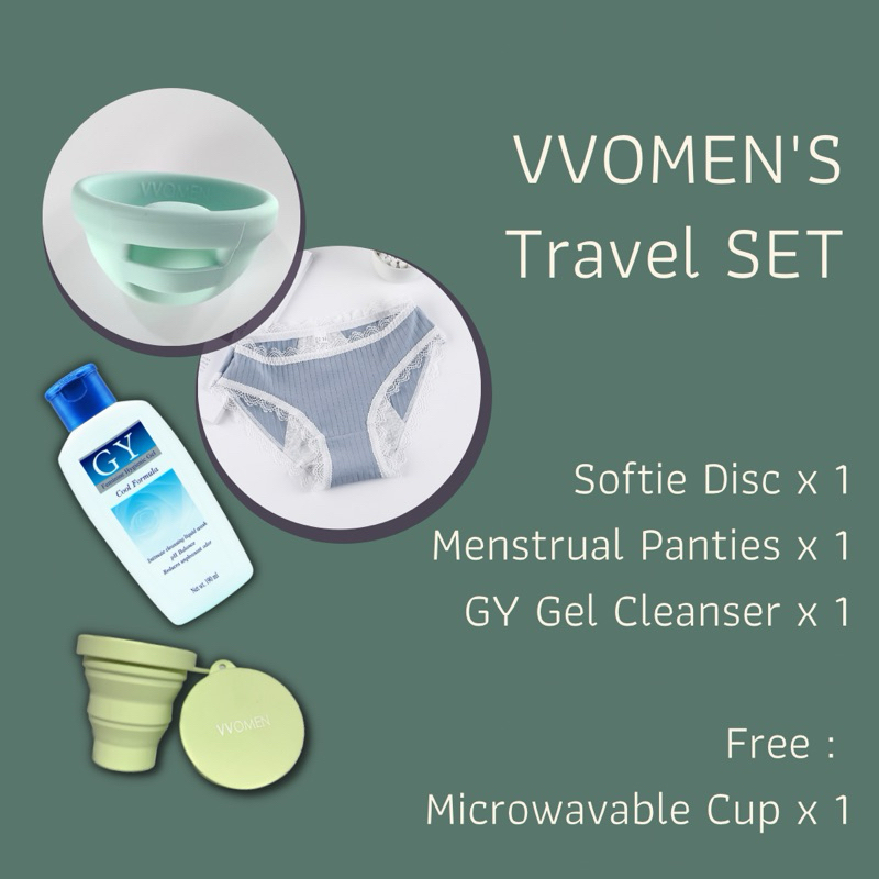 ( รุ่น Softie ) Travel Set VVOMEN Disc - เซ็ตถ้วยอนามัย รองรับประจำเดือน