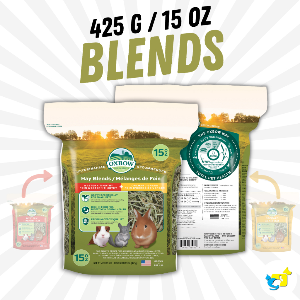 Oxbow Hay Blends - Timothy + Orchard 15 Oz หญ้าผสมออกซ์โบว์ หญ้าทิโมธี + หญ้าออร์ชาร์ด 425 กรัม